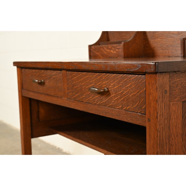 Early Gustav Stickley Mission Oak Arts & Crafts Writing Desk, Circa 1904 For Sale - Image 9 of 15