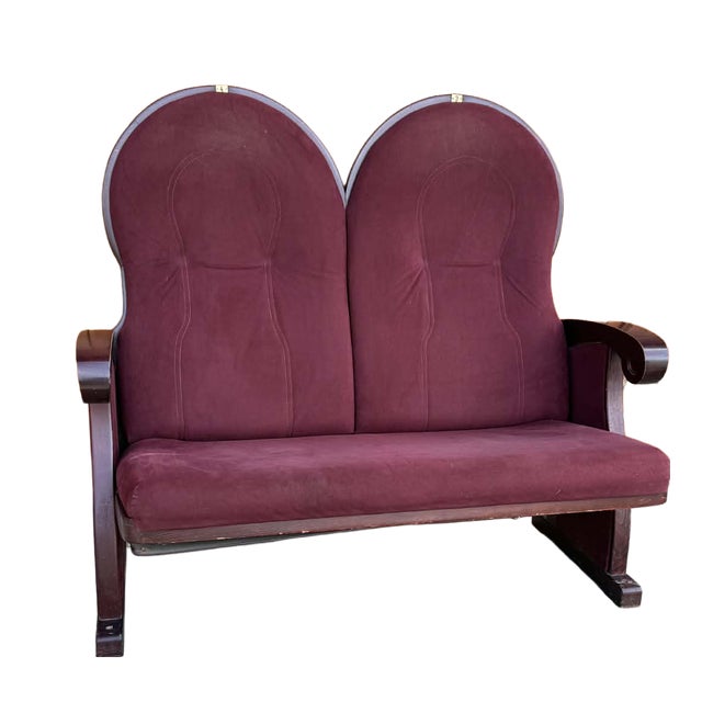 Vintage Art Deco Loveseat with Burgundy Upholstery, 1970 For Sale