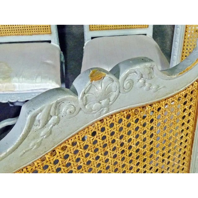 1920s Set of 6 French Cane Back Louis XV Painted Dining Chairs, Circa 1940 For Sale - Image 5 of 13