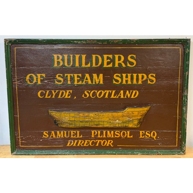 Victorian Clyde Shipbuilders Trade Sign with Annotated Steamship Hull Model For Sale - Image 4 of 17