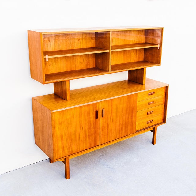 Vintage Danish Modern Teak Sideboard With Hutch For Sale - Image 12 of 15