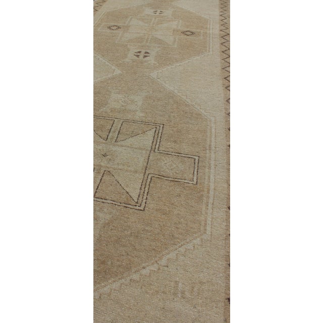 Mid 20th Century Vintage Oushak Runner With Neutral Colors, Taupe, Ivory, Tan and Light Brown 3'8" X 13'2" For Sale - Image 5 of 7