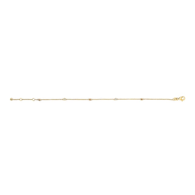 Contemporary 14K Yellow Gold Alternating Red Ruby and White Diamond Bezel Station Chain Bracelet (I-J Color, SI2-I1 Clarity) - 7.5" Inches For Sale - Image 3 of 5