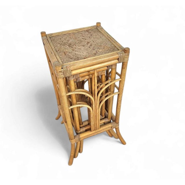 Bamboo Nesting Plant Stands, 1970s, Set of 3 For Sale - Image 10 of 16