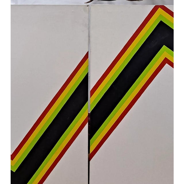 Pair of Mid Century Geometric Abstract Paintings Signed "Gac", Dated 1972 For Sale - Image 4 of 6