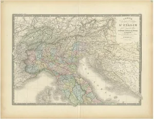 Antique Map of Northern Italy by Levasseur, 1875