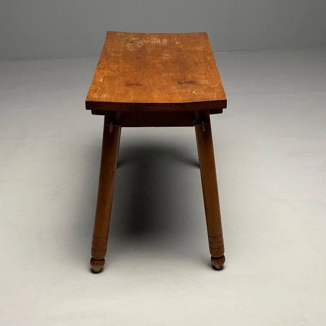 Brown Rustic French Mid-Century Modern Provincial Oak Console Table, Farmhouse For Sale - Image 8 of 12