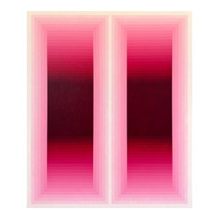 Contemporary Abstract Acrylic on Canvas "Rumination Pause (Rose Madder)" by Andy Harwood For Sale