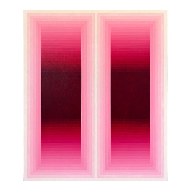 Contemporary Abstract Acrylic on Canvas "Rumination Pause (Rose Madder)" by Andy Harwood For Sale