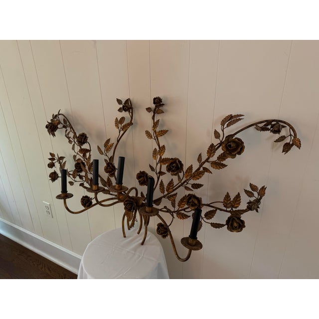 Vintage Italian Gilt Tole Sconce For Sale - Image 10 of 10