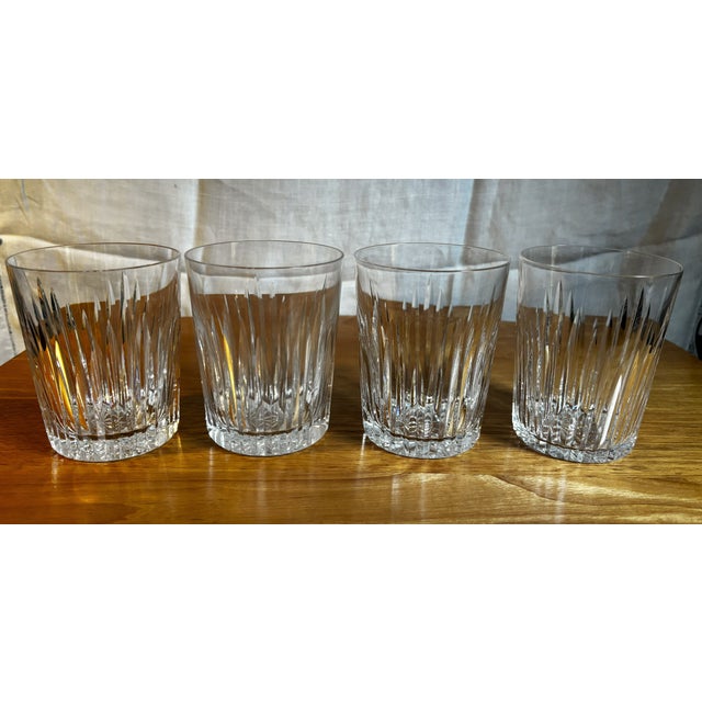 Here is an outstanding set of four Waterford Cut Crystal Double Old Fashion Glasses in the hard-to-find (and discontinued)...