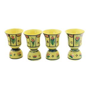 Vintage French Quimper Egg Cups, s/4