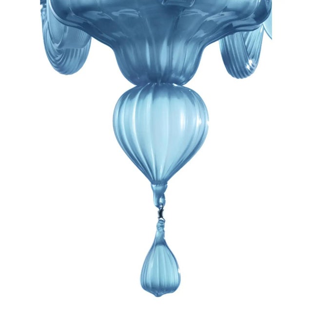 Venetian Blue Satin Murano Glass Chandelier by Simoeng For Sale - Image 6 of 8