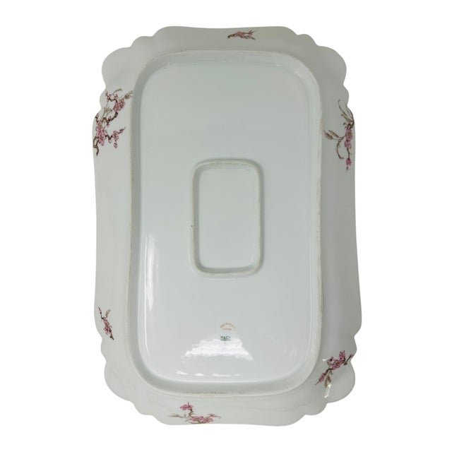 Antique Haviland Limoges Platter | Schleiger 222 Pink Floral Pattern | H&Co L France 1888-1896 | Scalloped Victorian Serving Dish For Sale - Image 13 of 13