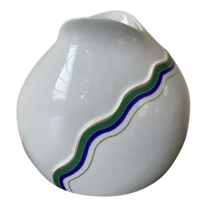 Geometric Undulation German White Porcelain Vase by Kaiser, Signed