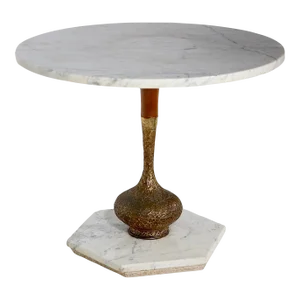Brutalist Hollywood Regency I Dream of Jeanie Style Marble Top End Table C 1960/1970's