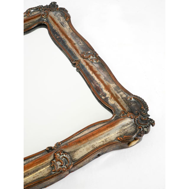 Brown Wooden Table Mirror with Silver-Plated Frame, 1930s For Sale - Image 8 of 18