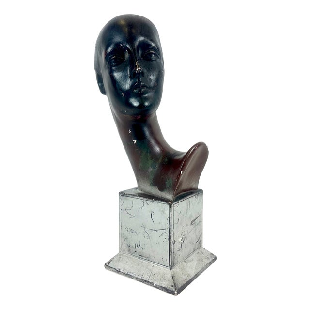 Mid-Century Hand-Crafted Female Head Mannequin Sculpture, 1950s For Sale
