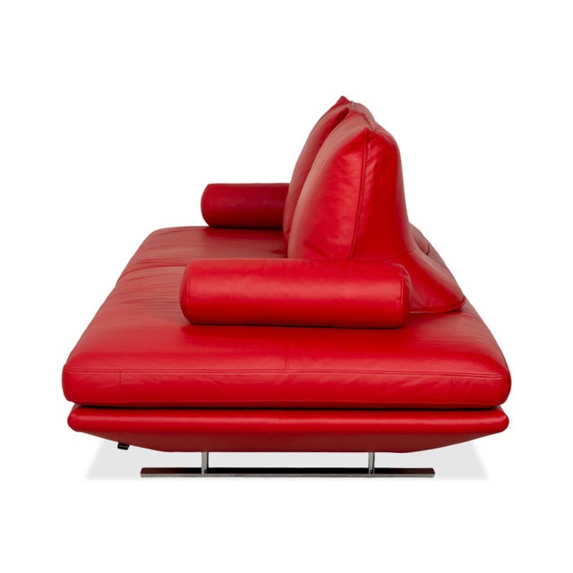 Ligne Roset Red Leather Prado Two-Seater Sofa from Ligne Roset with Manual Function For Sale - Image 4 of 5