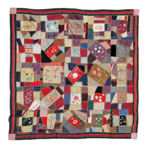 19thc Crazy Quilt Hand Painted Blocks ( Dated 1882)
