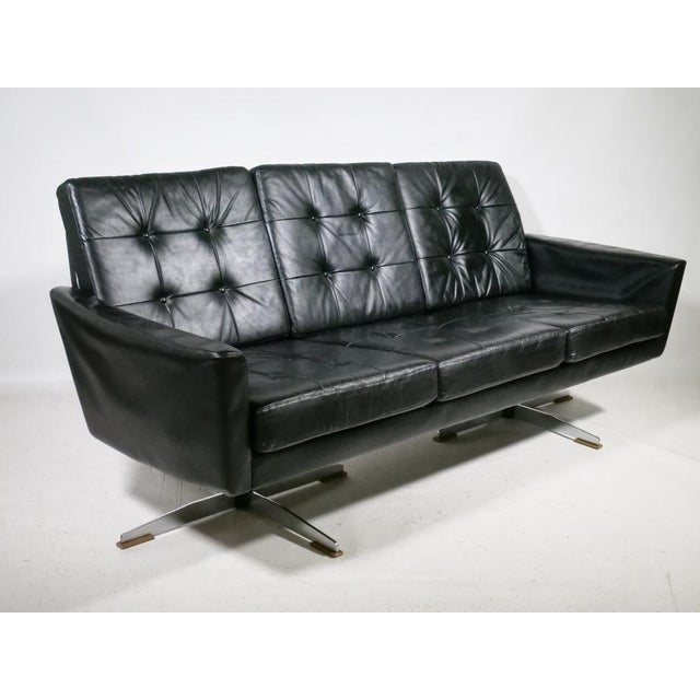 Black Mid-Century Leather Sofas and Armchairs from Krasemann, 1960s, Set of 3 For Sale - Image 8 of 18