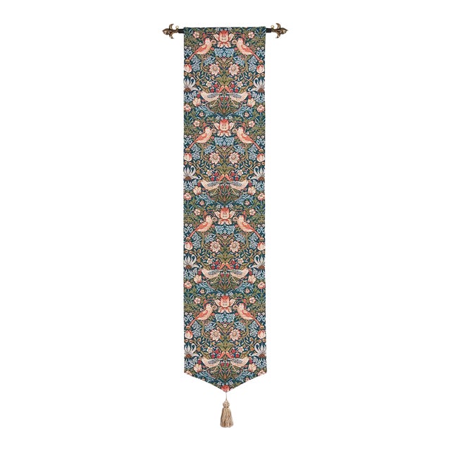 Strawberry Thief Blue Tapestry Banner - 154 X 32cm (61" X 13") - Requires Rod Size 1 For Sale