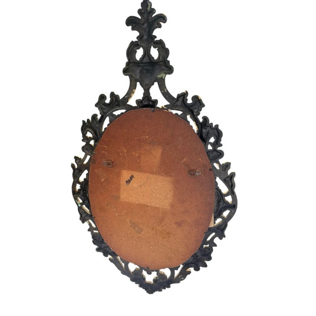 Mid 20th Century Hollywood Regency Baroque Style Gold Ornate Floral Scroll Wall Mirror For Sale - Image 4 of 4