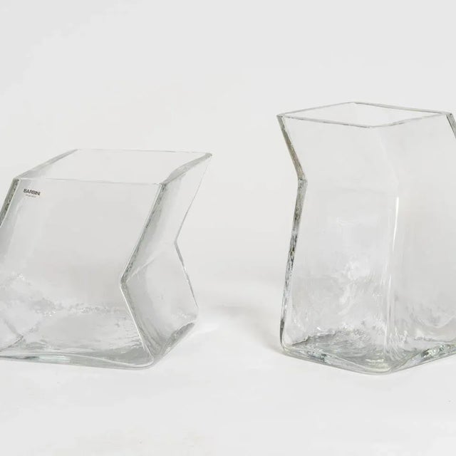 1970s 1970s Mid-Century Barbini Architectural Glass Vases - A Pair For Sale - Image 5 of 8