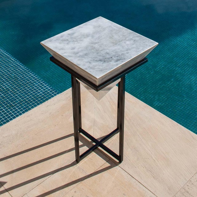 Contemporary Marble Top Side Table by Forzini For Sale - Image 3 of 7