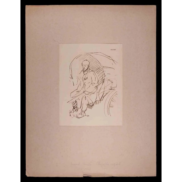 The Coachman is an original Lithograph print realized by Bernard Naudin (1876-1946). Signed on plate on the right corner....
