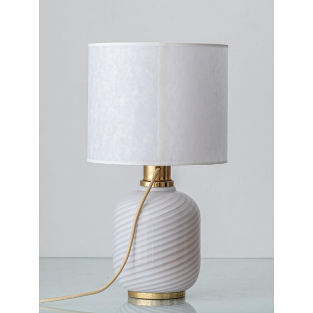 White Vintage Murano Glass Opaline Spiral Table Lamps, Italy, 1960s, Set of 2 For Sale - Image 8 of 18
