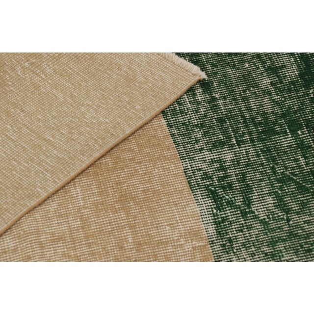 Beige Vintage Zeki Müren Rug, Beige With Green Striped Minimalist Design - Rug & Kilim For Sale - Image 8 of 8