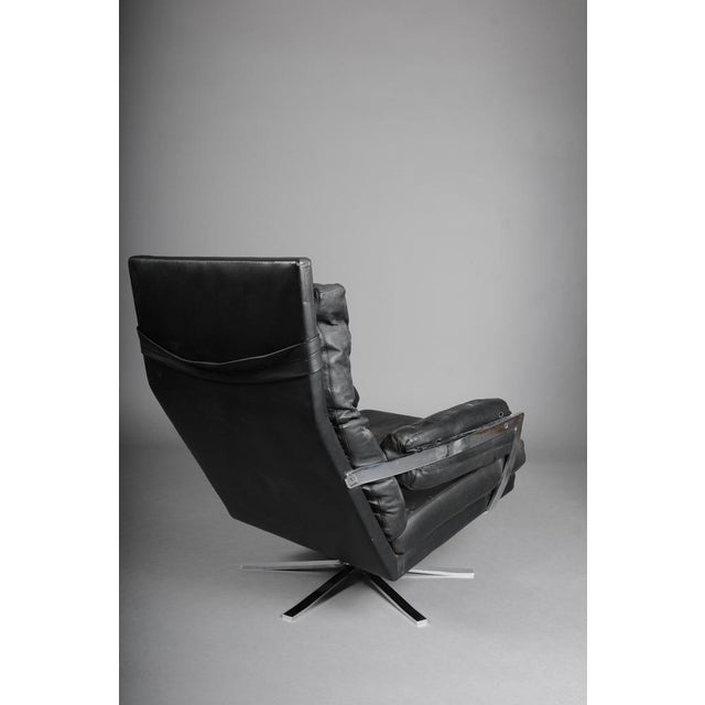 Set of Vintage Lounge Chair and Ottoman in Black Leather by Arne Norell, 1960s For Sale - Image 13 of 18