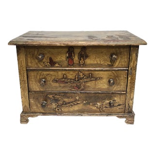 1940s Chinoiserie Miniature 3 Drawer Chest For Sale