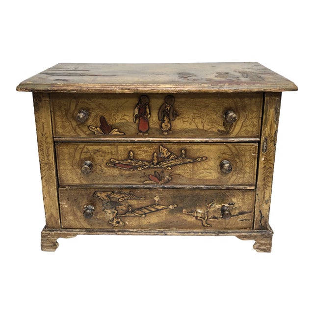 1940s Chinoiserie Miniature 3 Drawer Chest For Sale