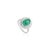 Vintage Inspired Oval Cabochon Emerald Ring With Diamond Halo in Silver - Size 7 For Sale - Image 6 of 12