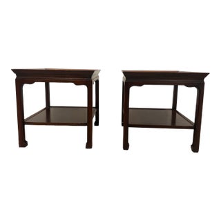 Pair of 1960s Heritage Henredon Mid-Century Ming Style Mahogany Side Tables For Sale