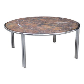 1950s Italian Modernist Cocktail Table with Fossil Marble Top For Sale