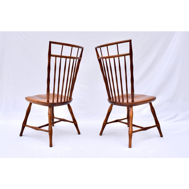 Late 20th Century Nichols & Stone Birdcage Windsor Dining Chairs, Faux Bamboo For Sale - Image 5 of 9