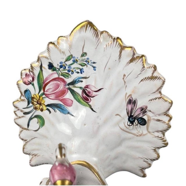 Art Nouveau French Faience Salt Cellar Peacock Saint Clement For Sale - Image 3 of 4