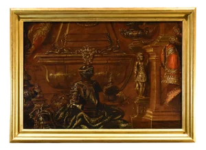 Workshop of Antonio Tibaldi, Still Life wth Rugs, 1600s, Oil on Canvas