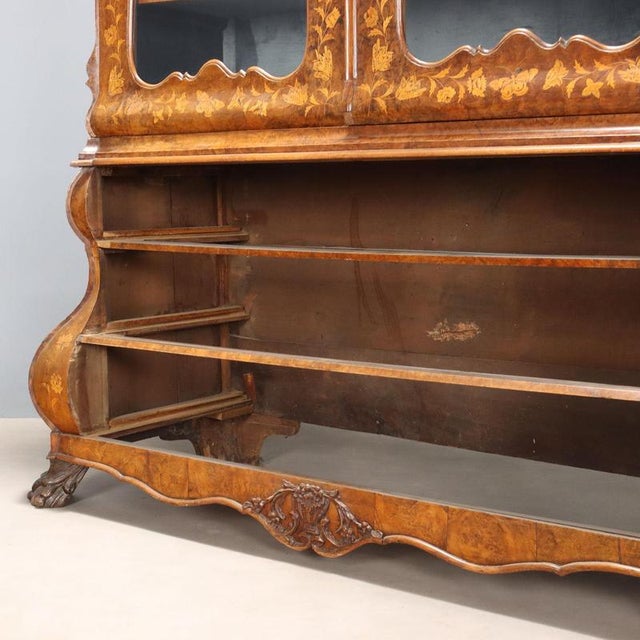 Large Dutch Display Cabinet in Walnut and Walnut Burl For Sale - Image 11 of 14