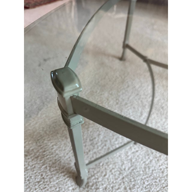 Late 20th Century Late 20th Century Attributed to LaBarge Neoclassical Glass Coffee Table in Custom Château Grey Finish For Sale - Image 5 of 10