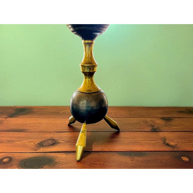 Metal Mid-Century Modern Space Age Tripod Brass and Glass Table Lamp, 1960s For Sale - Image 7 of 11