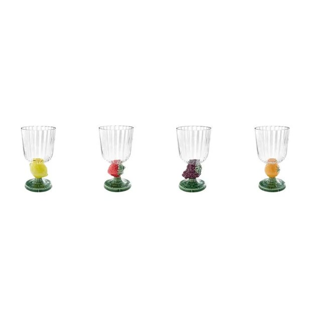 Carmen by Bordallo Pinheiro a fun drinkware collection in four fruits, Red Strawberries, Purple Grapes, Yellow Lemon, and...