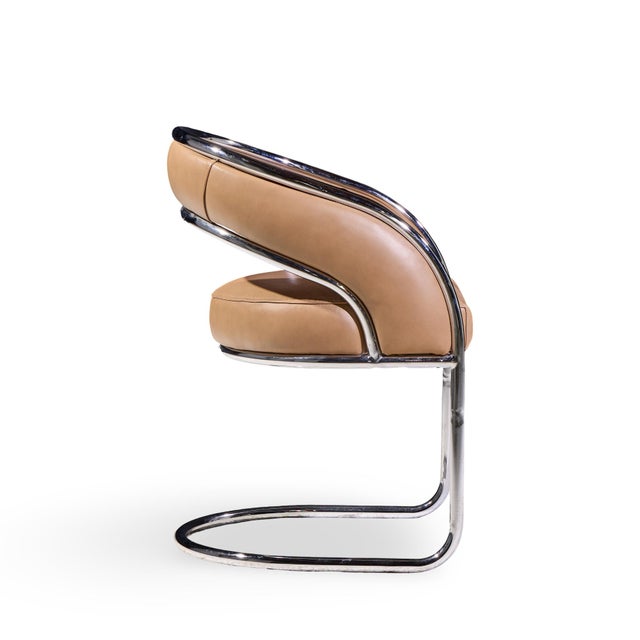Metal Giotto Stoppino Style Mid Century Chrome and Leather Dining Chairs - Set of 4 For Sale - Image 7 of 10