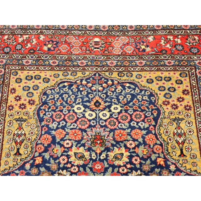 Vintage Persian Tabriz Area Rug, Hand-Knotted Wool, Floral Pattern, Navy & Red, 4x6 For Sale - Image 11 of 15