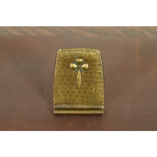 Art Deco Roycroft Arts & Crafts Hammered Brass Over Copper Bookend, Circa 1920s For Sale - Image 3 of 13