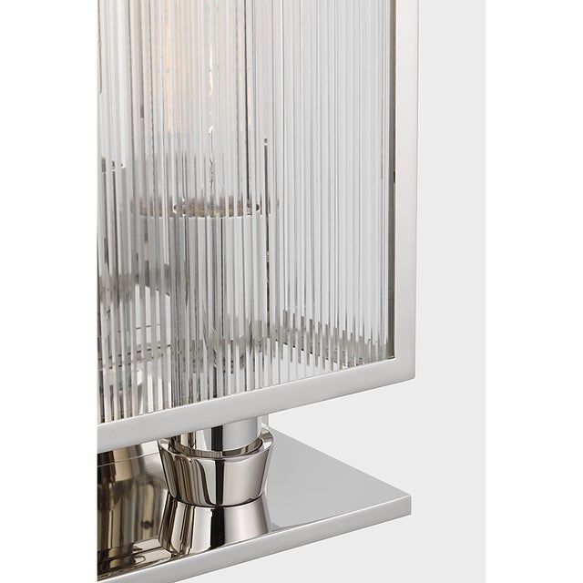 2020s Barbara Barry for Visual Comfort Signature York 24" Double Box Sconce in Polished Nickel with Clear Ribbed Glass For Sale - Image 5 of 9