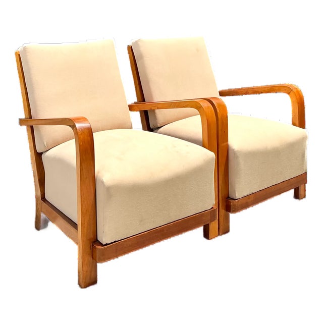 Vintage Art Deco Lounge Chairs - Pair For Sale